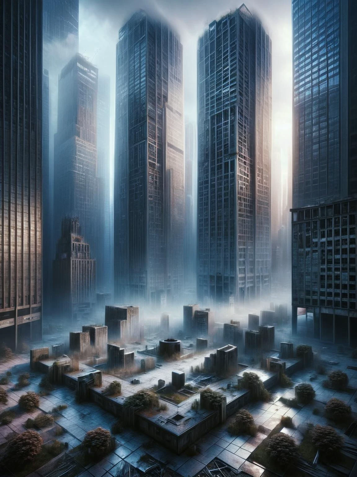 An ais-abandz urban square,surrounded by skyscrapers 4k, uhd,masterpiece ais-sinisterz