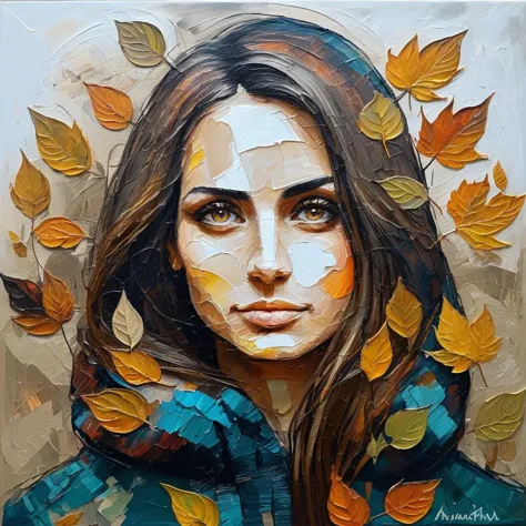 (abstract) sketch of a woman in the fall season, oil on canvas, anxarmas,  <lora:anarmas_juggerx_xl_3_standard-anxarmas-000096:1...