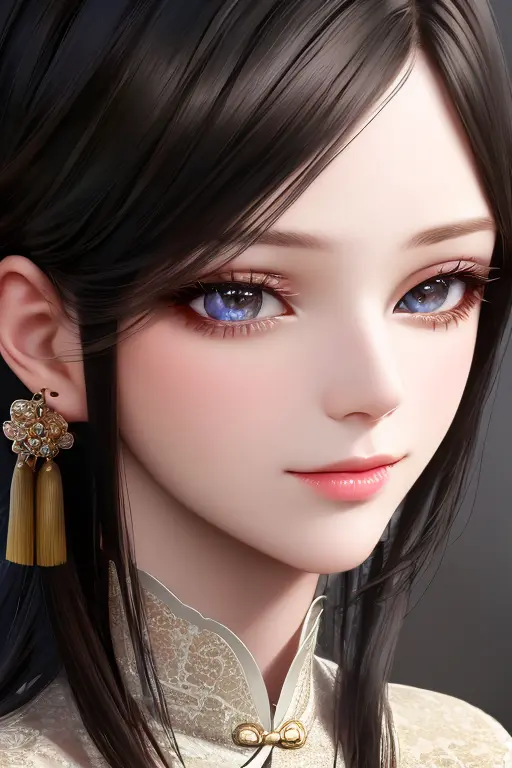 lace,1girl, solo, black hair, chinese clothes, chinese dress, (high detailed skin:1.2),  textured skin,(Beautiful face:0.3),(natural skin texture:1.2),finely detailed beautiful eyes: 1.2), realistic, shiny skin, shiny face, lustrous skin, shiny skin