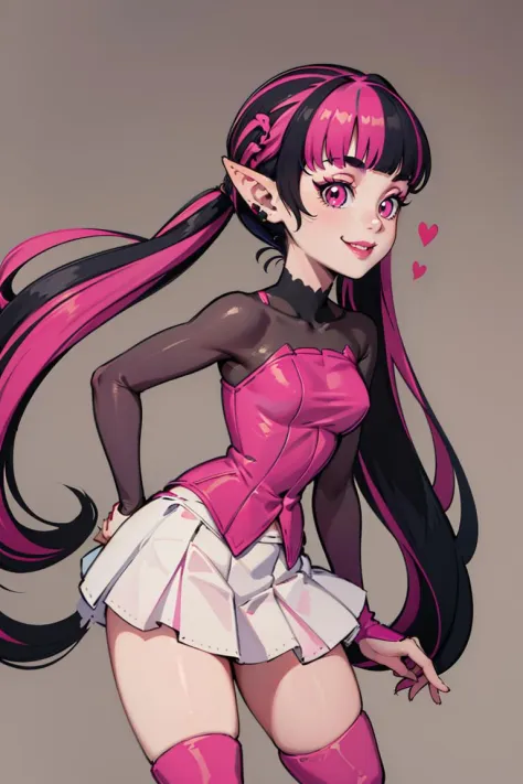 ((masterpiece,best quality)), absurdres,
<lora:Draculaura_Anime:0.8>, Draculaura_MH, solo, black hair, pink hair, multicolored h...