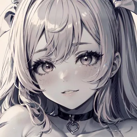 (masterpiece, best quality:1.1), monochrome, 1girl, Belle Delphine, pink hair, face, close-up, hand-drawn art, Unpainted, <lora:...
