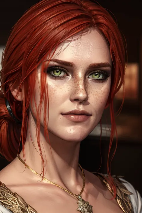 (masterpiece, best quality:1.2), <lora:triss-15:0.6>, trissW3_soul3142, 1girl, solo, looking at viewer, red hair, green eyes, cl...