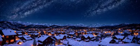 360 full panorama view, Cozy Mountain village