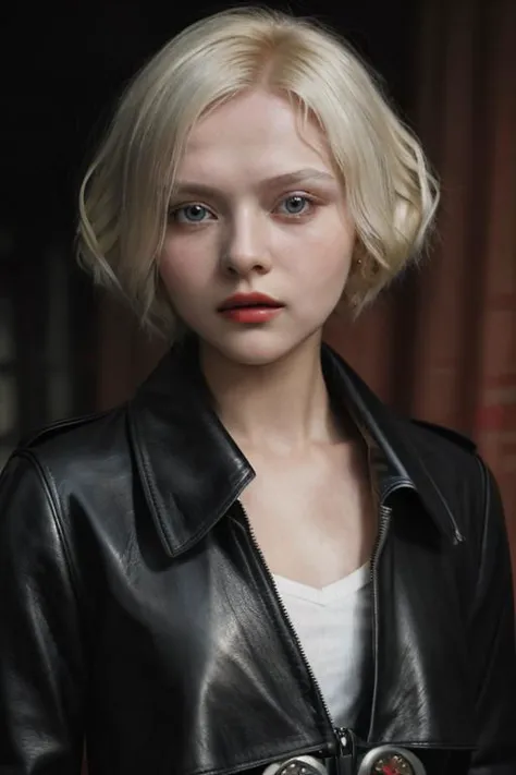 award winning movie still of a melodrama, full shot of a young platinum blond russian girl, wearing (russian soviet retro futuri...