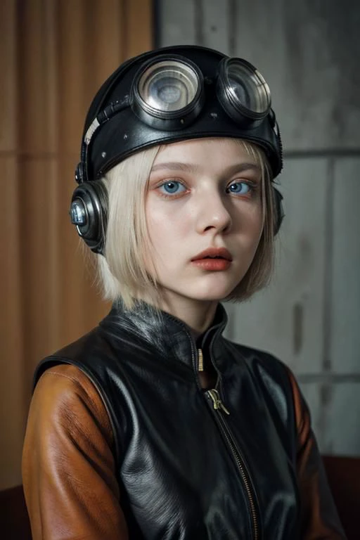 award winning movie still of a melodrama, full shot of a young platinum blond russian girl, wearing (russian soviet scifi retro futurist fashion, used worn out black leather:1.5), (sinister severe strict morbid expression:1.2), cornea reflections, rseemma, dry skin, skin pores, skin bump, skin fuzz, vellus hair, goose bump, subsurface scattering, transluscency, intricately detailed, dramatic lighting, analog film grain finishing, DSLRQuality-Realism