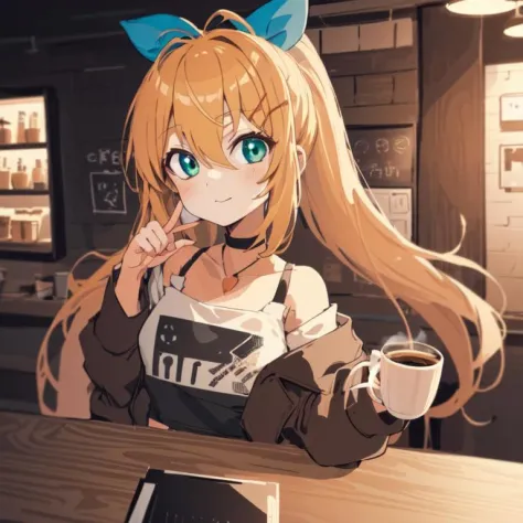 (flat_color, pastel_style,anime,black_outlines:1.2),1girl, detailed eyes, coffee shop, portrait, volumetric lighting, colorful, ...