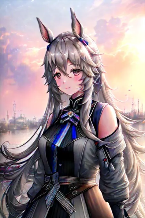 (((photorealistic))), cinematic photography, HDR, masterpiece, extremely detailed, best quality, original, dynamic posture, dynamic angle, trending on ArtStation, trending on pixiv,

WonderAcute, umamusume, a girl with gray ((horse ears)), long hair,