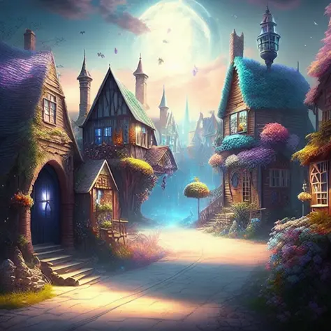 dreamlikeart iridescent fantasy town