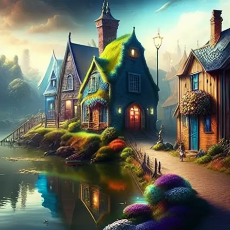 dreamlikeart iridescent fantasy town