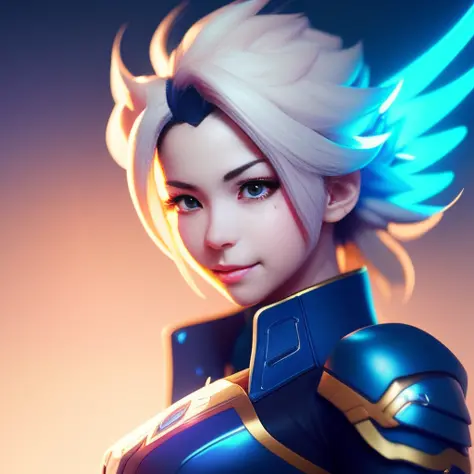 mercy from overwatch, sexy, fanart, fighting pose, amazing detail, color grading, (glowing haze)++ (soft glow)+ digital art rend...