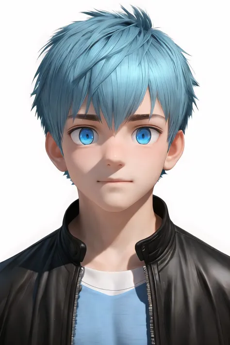 (masterpiece, sidelighting, finely detailed beautiful eyes: 1.2), masterpiece*portrait, realistic, 3d face, glowing eyes, shiny hair, lustrous skin, solo, embarassed, 1boy, cute boy, short crew cut hair, light blue hair