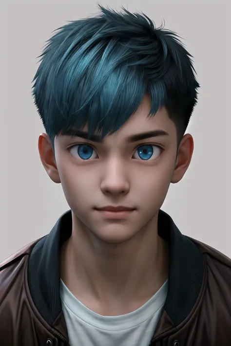 (masterpiece, sidelighting, finely detailed beautiful eyes: 1.2), masterpiece*portrait, realistic, 3d face, glowing eyes, shiny hair, lustrous skin, solo, embarassed, 1boy, cute boy, short crew cut hair, light blue hair