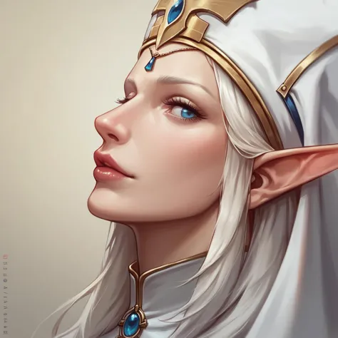 score_9, score_8_up, score_8, (masterpiece, best quality, highly detailed, semi realistic), 2.5d, digital art, profile portrait of ddelt as an elf priestess, long bushy white hair, looking at the viewer, close up, pointy ears, 
<lora:Desha_Delteil_Pony:.8>