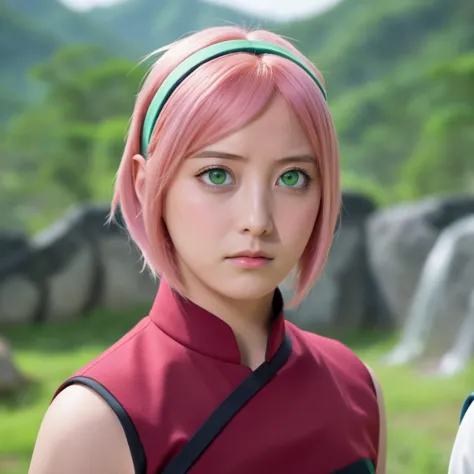 reality,<lora:MTAHashimotoKannaXLv2:0.75>,best quality,masterpiece,highres,absurdres,1girl,solo,newest,rating: rating: general, <lora:Boruto_Sakura_XL:0.8> ,(boruto_sakura_xl, short hair, pink hair, haruno sakura, green eyes,  facial mark, forehead mark, hairband,red hairband),looking at viewer, cowboy shot,china_dress,