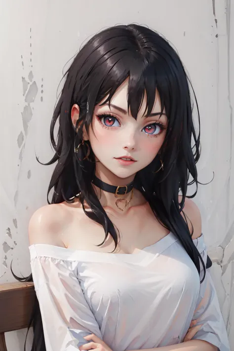 anime girl with long black hair and blue eyes sitting on a bench