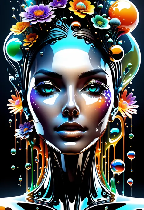 biomechanical yamer style style illustration beautiful woman, colorful melting human head. acrylic bubbles and flowers, ferrofluids, water distortions. looking up, intricate abstract. intricate artwork. beeple. blend of organic and mechanical elements, futuristic, cybernetic, detailed, intricate, dark theme, (in awe:1.2), confident, (surprised:0.7), natural skin, style of Stan Manoukian, <lora:xl_yamer_style-2.0:0.7>
physically based unbiased rendering, natural lighting, soft shadows, extremely high-resolution details, photographic, realism pushed to extreme, fine texture, 4k, ultra-detailed, high quality, high contrast,