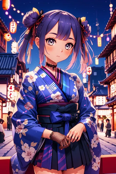 a woman in a kimono outfit standing in front of a building