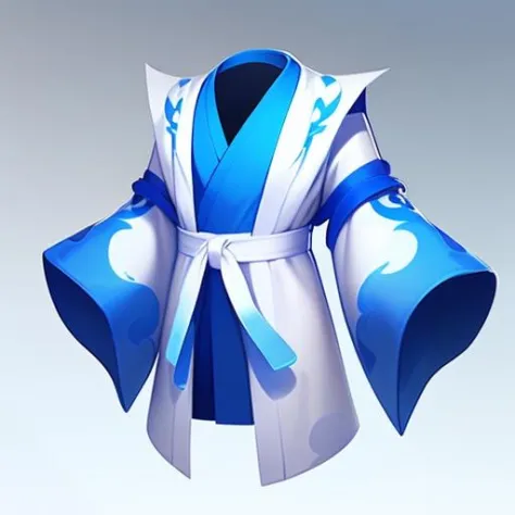 zhongguofeng, game icon institute, game icon, a paper model of a blue and white robe with a blue ribbon around it's neck and a white and blue ribbon around its neck, gradient<lora:game icon institute_chinesestyle_v2-000016:0.8>