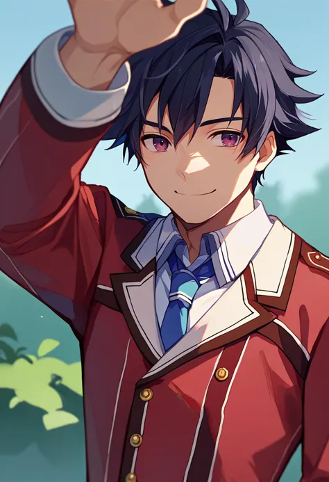 anime - style image of a man in a red jacket and tie