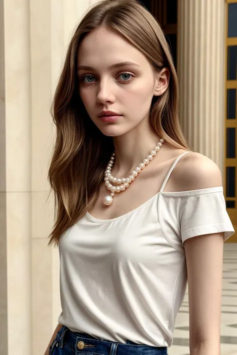 <lora:kawaii7.1.3_obj20:0.75:0.25>, european woman, closeup, (shirt), pants, (us capitol), pearl necklace , zm_maria, wide shoul...