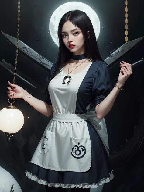 <lora:GoodHands-beta2:0.8>
 <lora:americanmcgee_alice-12:0.8> mcgeealice, dress, apron, striped pantyhose, jewelry, necklace <lo...