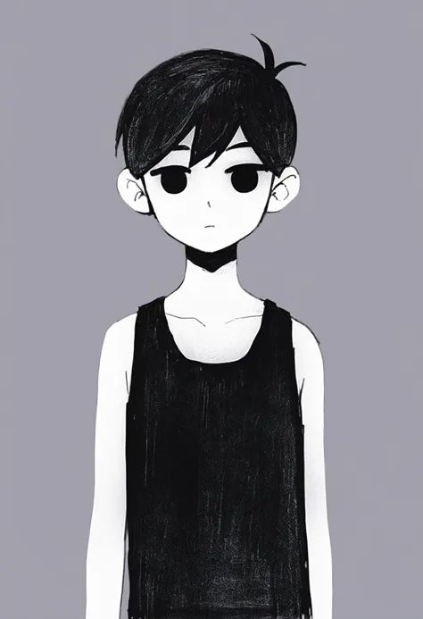 a drawing of a boy with glasses and a black top