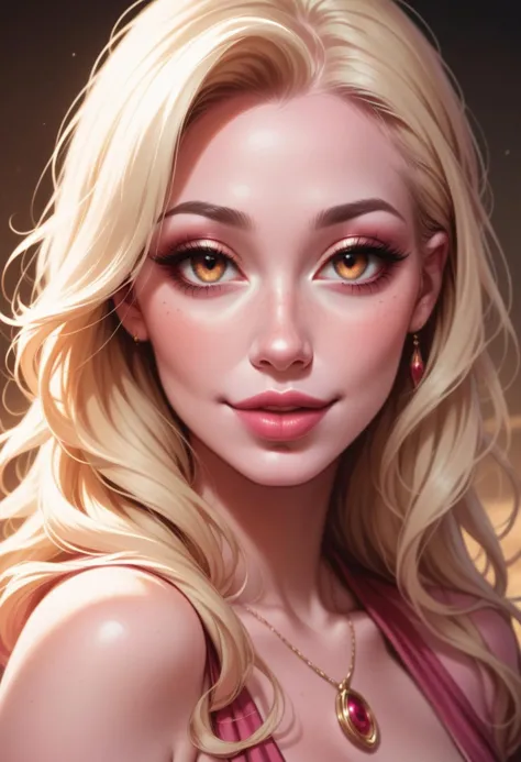 cute, happy, 1girl, magician, blonde hair, pink skin, long hair, light dress, ((pink and orange colors)), gentle lights, desert background, (beautiful face), gentle colors, (golden hour), realistic, high resolution, wide hips, eyelashes, nose, pupils, iris, lips, hyper detailed, sharp focus, intricate details, highly detailed, detailed textures, eyebrows, (casting a spell), score_9, score_8_up, score_7_up, score_6_up, score_5_up, score_4_up