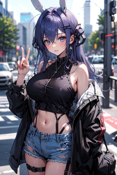 (masterpiece:1.2), best quality,PIXIV,
 cool girl,newJersey  ,
street,(big breast),short shorts, 
<lora:cool girl_20230913102000:0.7:1,1,1,1,1,1,1,1,1,1,1,1,1,1,1,0,0>  <lora:newJerseyAzurlaneFull_newJerseyOriginBunny:0.8:CHARACTER>