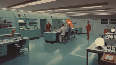 mid-century scifi, quality control lab \(room\) <lora:envystarlightmidcenturyscifi01:1:1:lbw=sdxl_style>