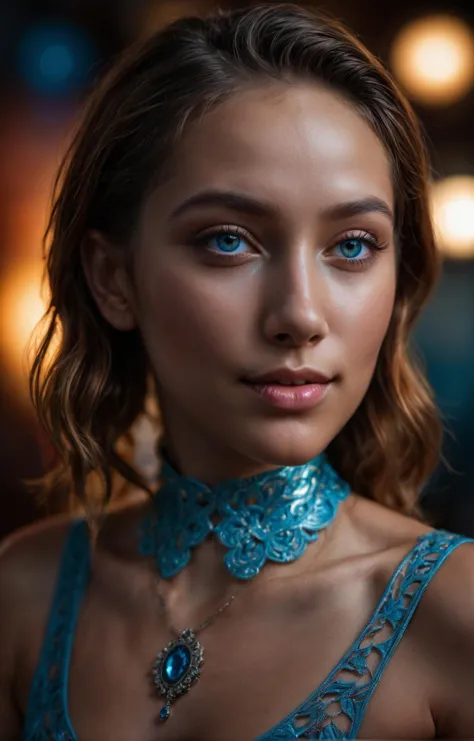 80s Ballroom aesthetic, colorful, cinematic close-up portrait of a young and stunning Belizean Hot Daughter from a ridley scott movie. piercing blue eyes, soft smile, wearing a Hot Daughter outfit, bold makeup, glossy lips, detailed face, stunning beauty, detailed skin, skin texture. (silhouette lighting), (rembrandt lighting), sunshine behind her, highly detailed, insane details, hazy, medium format, film grain, 100mm focal length, shot on ALEXA LF <lora:detailed_closeup:0.7>