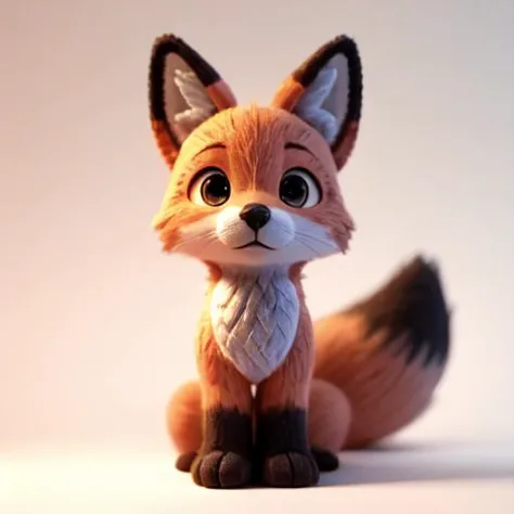 Fox hound, 3D Felt fiber toy, made from Felt fibers, Tiny 3D render, trending on cgsociety, maya, octane render, made of yarn, Cute