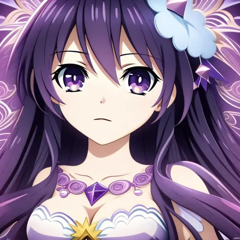 anime girl with long purple hair and a butterfly in her hair