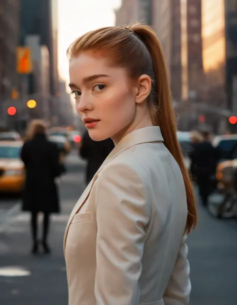 jia_lissa, closeup, on the bustling streets of new york during the golden hour, where the city's energy is palpable, a cinematic...