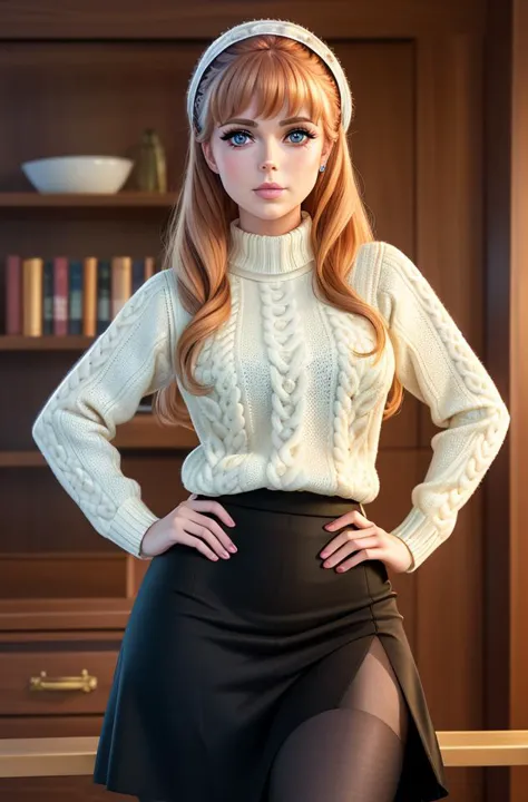 (sfw), photograph of pennypax, best quality, confident, stoic, sexy, sensual, (natural skin texture, highly detailed face), ominous mood, masterpiece, absurdres, by arny freytag, barbiepunk, candycore, armani (sweater longskirt) pantyhose