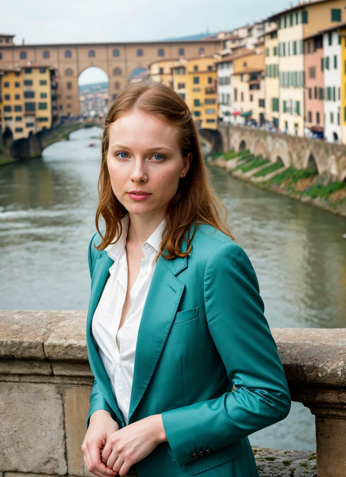 A stunning intricate full color portrait of (sks woman:1) in Florence ...