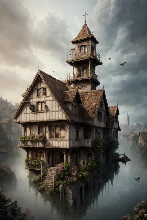 hyper detailed masterpiece, dynamic realistic digital art, awesome quality,airbrushed patterns urban institute,restrictive house,babbling village vignetting,ethereal duality, cultish