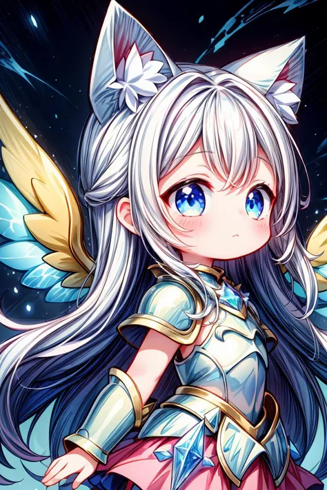 (white and crystal theme:1.3),1girl,kawaii,:3,cat_ears,best quality,Epic,highly detail,Illustration,Cover,enigmatic figure,draped in translucent fabric,crystals adorning hair,dreamlike swirl,pastel hues,soft light,evoking calm serenity and elusive beauty,Non-representational,colors and shapes,expression of feelings,imaginative,highly detailed, long_hair,crystal_eyes,crystal_hair,upper_body,from_side,pale skin,shiny skin,cupid mouth,(((gorgeous crystal armor))),(((crystal wings))),((altocumulus)),(clear_sky),(snow mountain),((flowery flowers)),(flowery bubbles),cloud map plane, crystal, crystal poppies,Brilliant light, thick_coating, glass tint,(watercolor),