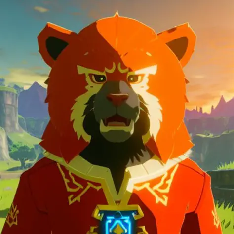 botw style a stunning intricate full color portrait of a sad man, epic character composition, wearing bear costume, spikey caram...