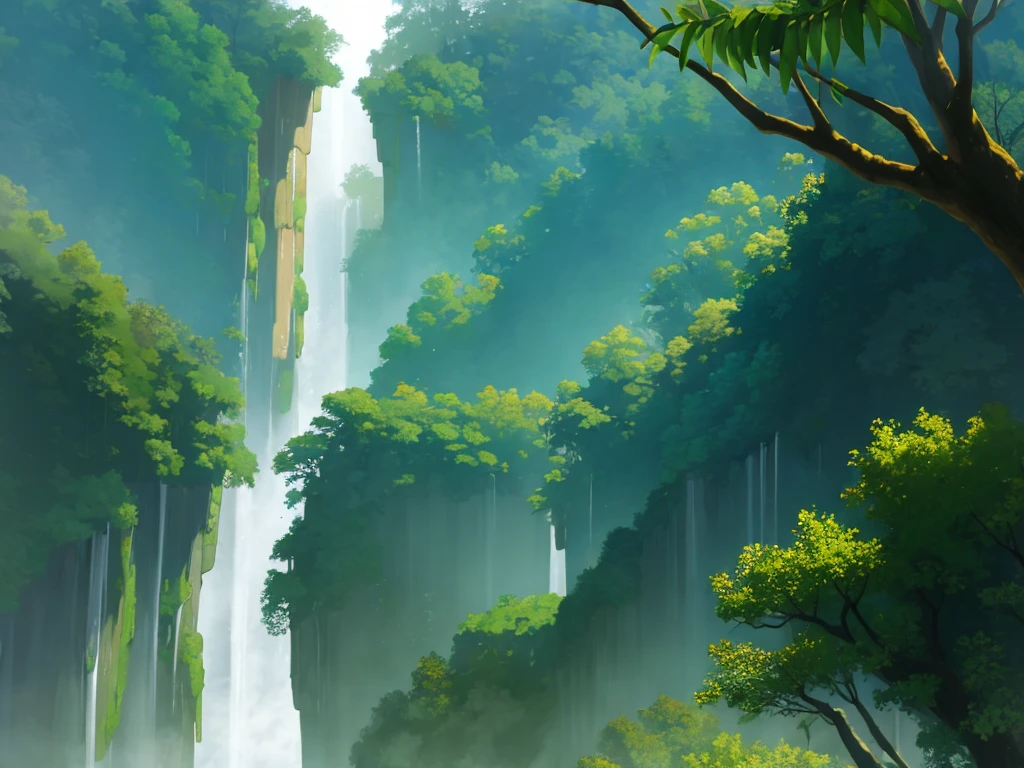 (masterpiece, best quality:1.4), landscape, ultra detailed, absurdres, sfw, humid, 

an endless and uncharted rainforest with lush vegetation, colorful flowers, towering trees, and sunlight coming from holes in the canopy, fallen leaves, dirt ground, animal footprints, , wild and untamed land, waterfall,
panorama, depth of field, [from below],