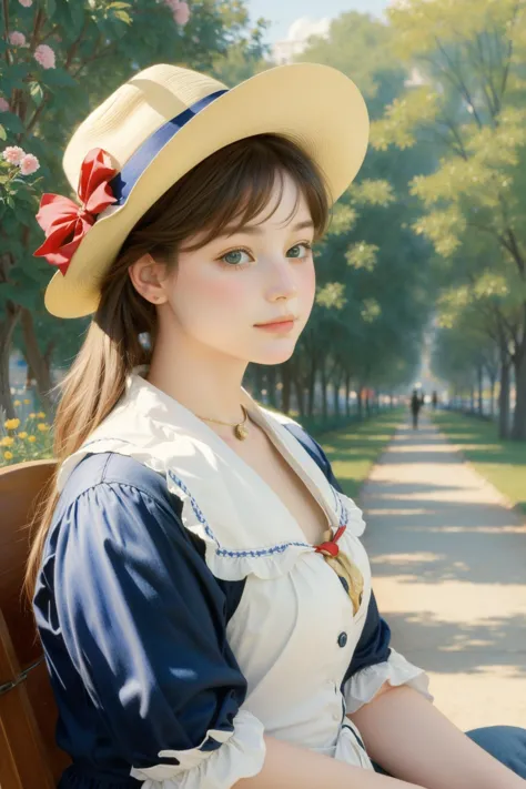 1girl, (art by pierre-auguste renoir:1.1) and (willard metcalf:1.0) and (dan mcpharlin:0.7) , [artistic octane render, 1950's ve...