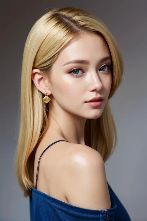 hyper realistic, masterpiece, best quality, ultra detailed, photorealistic, 1girl, sexy, light blonde hair, sideswept hair, earr...