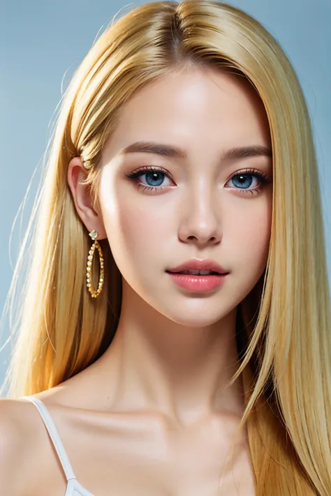 hyper realistic, masterpiece, best quality, ultra detailed, photorealistic, 1girl, sexy, light blonde hair, sideswept hair, earr...