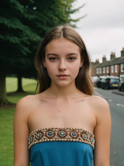 Meilleure qualité, glamour une jeune fille de 18 ans peau couleur de peau couleur debout au Royaume-Uni, Irlande du Nord, perlé, pris avec un Leica M3 135mm f1.8 len