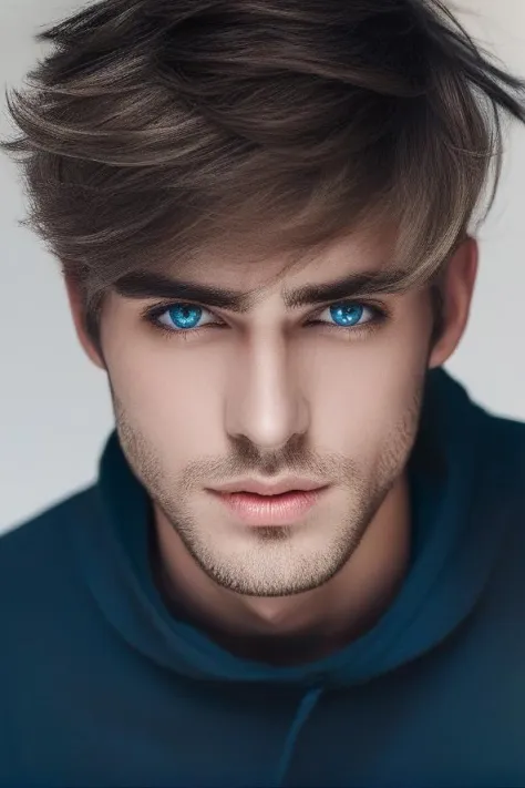 1boy, artist name, bangs, blue eyes, close-up, eye focus, eyelashes, face, lips, looking at viewer, realistic, solo, tears, teet...