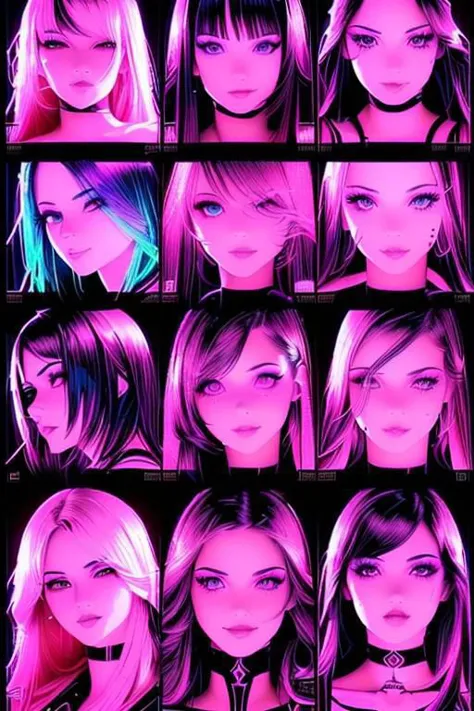 a bunch of different colored hair styles with different colors