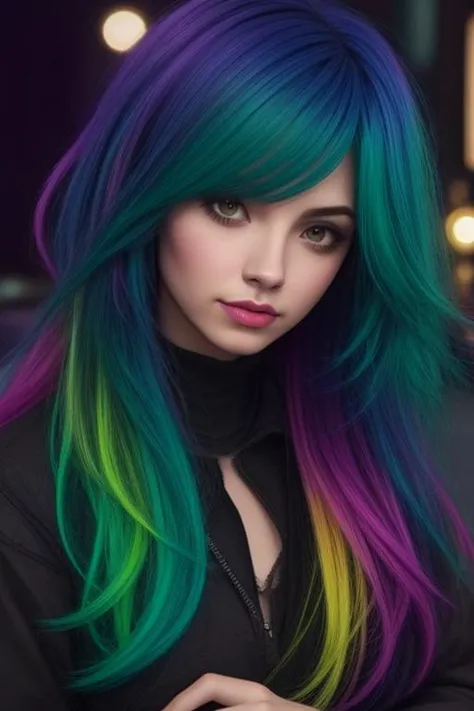 color hair, night,  <lora:hair-v3:0.4>, <lora:LowRA:0.8>