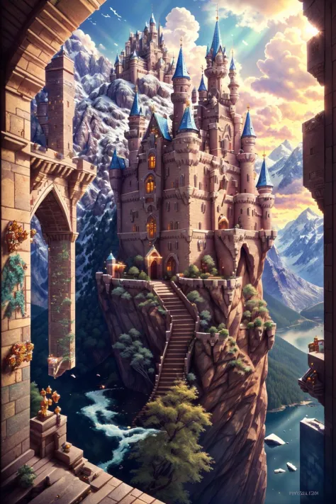 gems, <lora:Gem-Studded-V1:1>, A forbidden castle high up in the mountains, pixel art, (intricate details:1.12), hdr, (intricate...