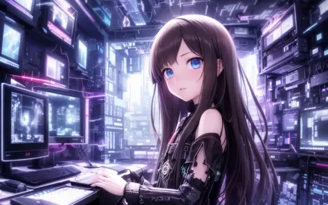 (((corrupted glitchy))) (game cg), highres, (masterpiece), (best quality), official art, hdr, wide angle,
bored pretty girl, lon...