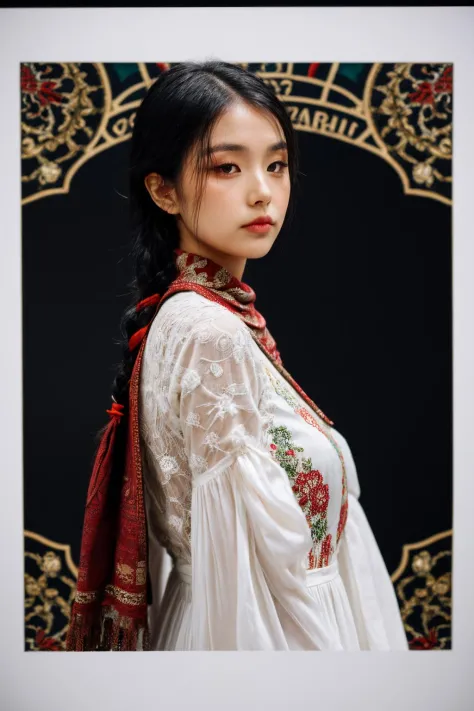girl02, photographed on a Nikon Z7 II Mirrorless Camera,120mm F/4 wide-angle
girl02, 1girl, solo, long hair, looking at viewer, black hair, long sleeves, braid
a woman wearing a white dress and a black braid with a blue and red pattern on it's neck, Chen Lu, art nouveau fashion embroidered, a character portrait, aestheticism
a woman wearing a black top and red scarf with a red and white design on it's neck, Chen Jiru, art nouveau fashion embroidered, a silk screen, cloisonnism
best quality, masterpiece, ultra detailed, cowboy shot, flowing, 3dmm, ink sketch, color ink, ink rendering, octane render, pastels, rice paper, 1girl, beautiful detailed eyes, (alternate hairstyle), ultra detailed hair, graceful, (charming), (delicate), pretty, cute, lace dress, character in the center of the frame, rhythm, fantasy, looking at viewer,
