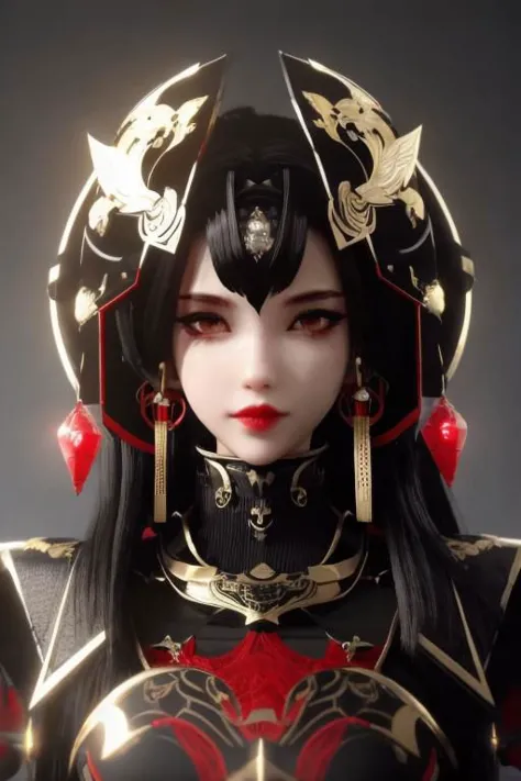 ((high quality)), ((masterpiece)), 8k, upper body, 1girl, face focus, black hard surface mecha, machina, sliver mech, red armor, black coated mech, golden earrings, Exoskeleton, black and golden mask, black machina mechanized girl, upper body, 1girl, face focus, black hard surface mecha, machina, sliver mech, red armor, black coated mech, golden earrings, Exoskeleton, black and golden mask, black machina mechanized girl